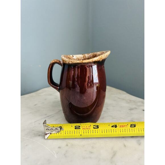 Vintage Hull Pottery Brown Drip Glazed Creamer USA Oven Proof 4.5” Tall Vase - Picture 6 of 11